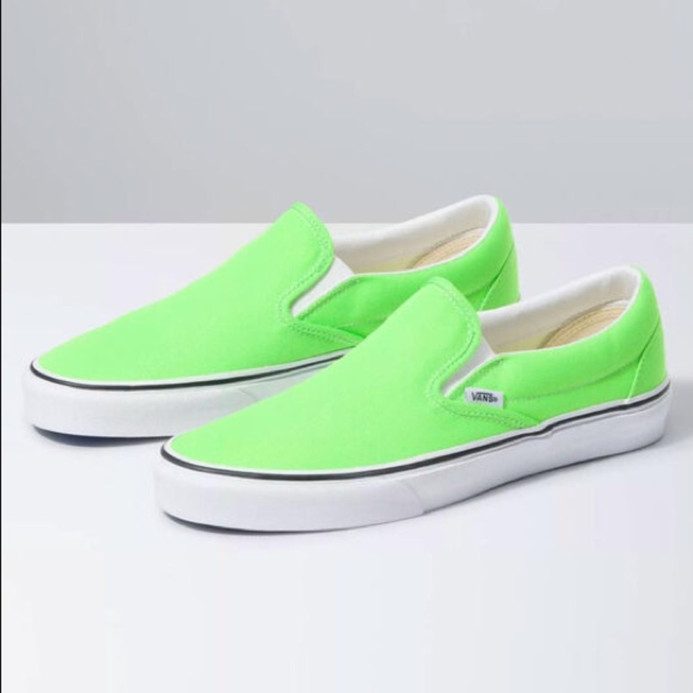 NWT Neon Green Classic Slip On Vans